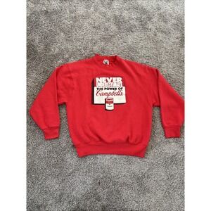 Vintage 90s Campbells Soup Sweatshirt Crewneck Medium M Power Of Big Print Red